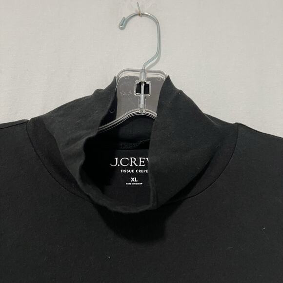 J. Crew Tissue Crepe Turtleneck Tee Women Size XL Black 100% Cotton Base Layer - Picture 3 of 10